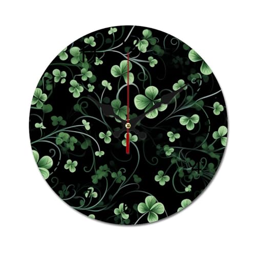 Horloge murale vintage en bois Trèfle à Quatre Feuilles 40 cm