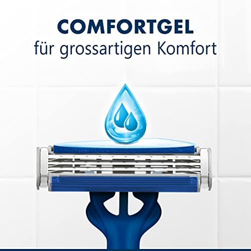 Gillette Blue3 Smooth Einwegrasierer Männer, 6 Rasierer mit 3-fach Klinge, Nassrasierer mit 40° beweglichem Schwenkkopf, Gleitstreifen mit ComfortGel-Technologie