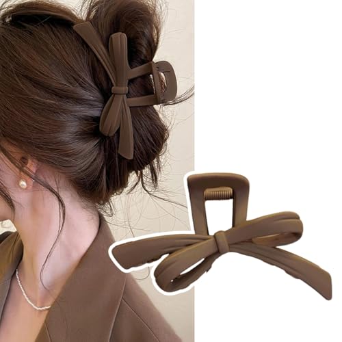 MILANA ヘアクリップ 大きめ リボンヘアクリップ バレッタ バンスクリップ ヘアアクセサリー 大人向け 可愛い エレガント 軽い 強力 髪留め 髪飾り 韓国風 hair clip 髪留め 日常使用 入浴時に使用 結婚式 出掛け 母の日 オフィスプレゼント (ダークブラウン)