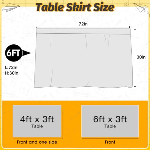 Image of 6FT Black and White Composition Table Skirt Teacher Desk Curtain Skirts for Classroom Decorations Rectangle Table Cover Skirt for Back to School Party Supplies Kindergarten Office Bookcase Cabinet