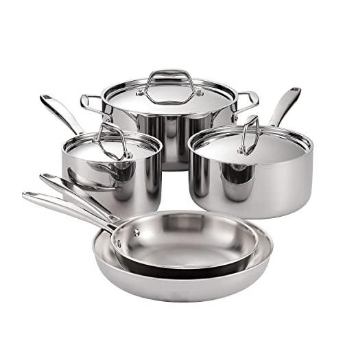 Comparison: Best Dishwasher Safe Stainless Steel Cookware 11 Tramontina Signature Tri-Ply Clad Stainless Steel 8-Piece Cookware Set with Lids, Pots and Pans Kitchen Set, Induction-Ready, Dishwasher-Safe, NSF-Certified, Made in Brazil