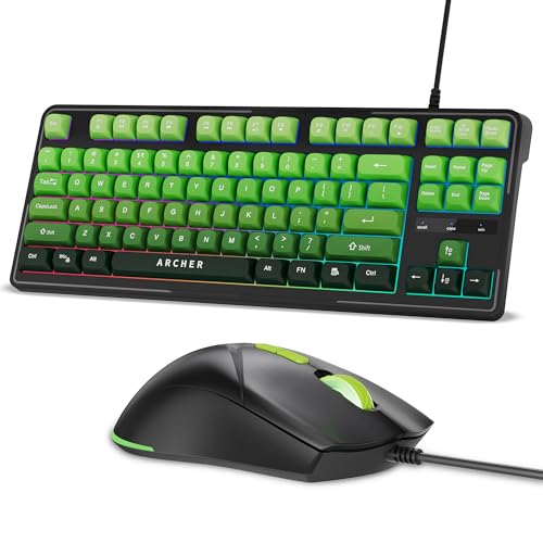 Image of Archer Tech Lab Wired Gaming Keyboard and Mouse Combo| RGB Backlit, 87 Keys with 19 Anti-Ghosting, 7-Button Mouse, Adjustable 4 DPI (1200-3600) USB Plug & Play for PC Laptop Mac PS5 Xbox (Astra G300)