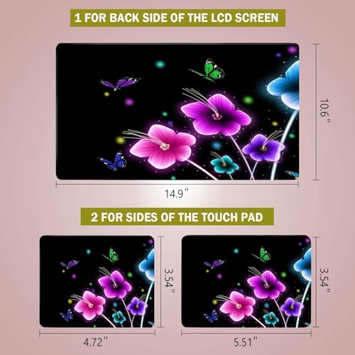 Laptop Notebook Skin Sticker Cover Decal Fits 12 13 13.3 14 15 15.4 15.6 inch Laptop Protector Notebook PC | Easy to Apply, Remove and Change Styles (Colorful Flowers)