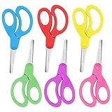 5' Kids Scissors, 6 Pack Blunt Tip Small Stainless Steel Safety Scissors With Comfort Grip for School, Classroom, Children Craft Paper - School Supplies
