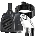 160GPH 10W Submersible Water Pump with 3M Ultra-Long Power Cord, Ultra Quiet Fountain Pump with Protection Against Overheating Function for Fish Tank, Pond, Aquarium, Hydroponics