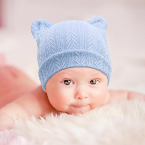 Image of BQUBO Newborn Baby Hats Bear Ears and Mittens Sets Preemie Caps Baby Boy Girl Infant Hospital Beanie for 0-3 Months