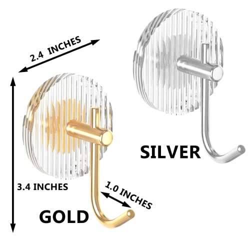 Yemuny Bathroom Towel Hooks, Acrylic Heavy Duty Door Hanger Towel Robe Clothes Cabinet Closet Sponges Wall Coat Hook For Bedroom Kitchen 4 Pack, Gold #TOP1