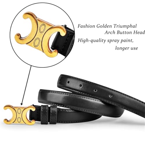 Women’S Fashion Genuine Leather Belt Gold Buckle 2.2Cm Wide Matching Dress Jeans4