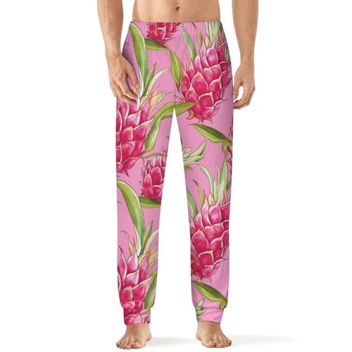 Pitaya Fruit Pattern Breathable Mens Pajama Pants Lounge Sleep PJ Bottoms Sleepwear Jogger