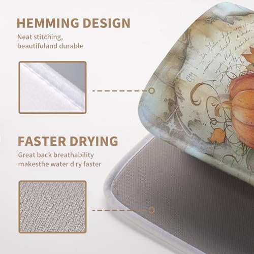 Wnoesat W5DWL99WQPYRGH_240603 Fall Pumpkin Maple Leaf Dish Drying Mat thumb #3