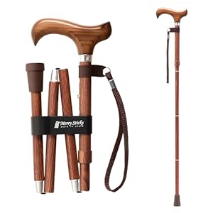 Merry Sticks Lightweight Foldable Walking Canes for Women and Men, Adjustable & Collapsible Walking Stick for Seniors, Balancing Mobility Aids, Ergonomic Handle & Wrist Strap – Sen Wood