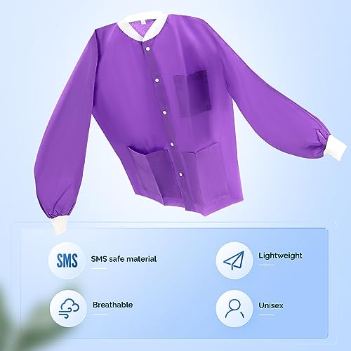 Image of JMU 10-100 Pack Disposable Lab Coats, SMS Disposable Medical Jackets | Disposable Lab Coats for Men and Women, Knit Cuffs Collar, 3 Pockets