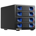 CENMATE Aluminum 4 Bay Hard Drive Enclosure with Cooling Fan for 2.5/3.5 SATA HDD/SSD with USB A/C 3.0 Cable, Support Hot Swappable, Tool-Free HDD Enclosure, DAS(NO RAID/NAS)