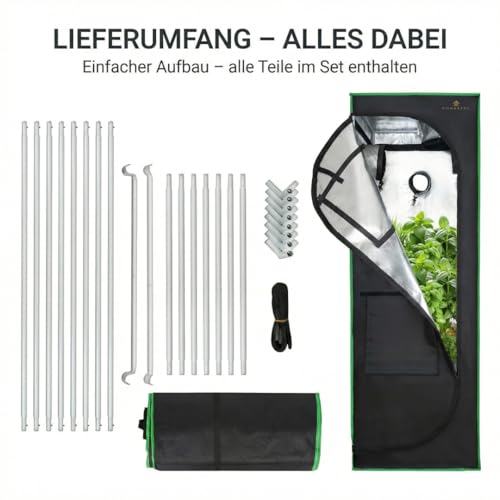 Lospitch Growzelt, Growbox|Grow Tent|Grow Schrank|Zuchtzelt|Lichtdicht und Wasserdicht Pflanzenzelt|Gewächshaus für Homegrowing|600D Oxford, 120x60x180cm, Schwarz Grün 8 Lospitch Growzelt, Growbox|Grow Tent|Grow Schrank|Zuchtzelt|Lichtdicht und Wasserdicht Pflanzenzelt|Gewächshaus für Homegrowing|600D Oxford, 120x60x180cm, Schwarz Grün – Bild 8