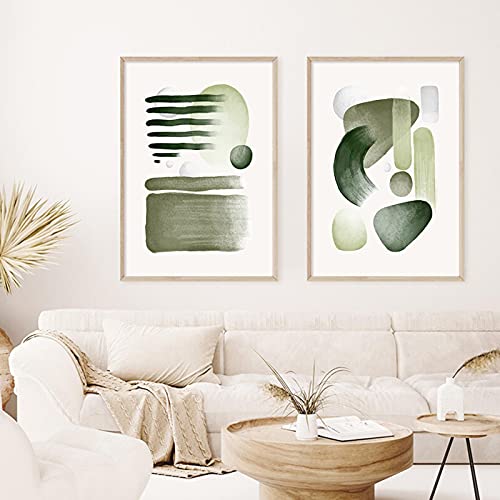 Affiches abstrait vert géométrique tableau moderne boho salon 30x45 - 4