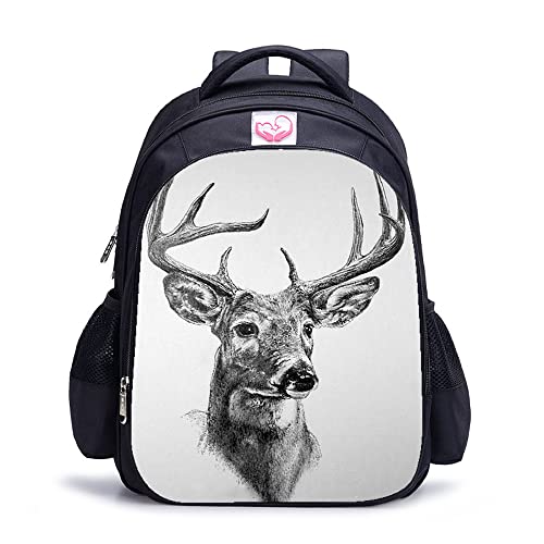 Sac à dos scolaire cerf avec impression 3D et grand volume