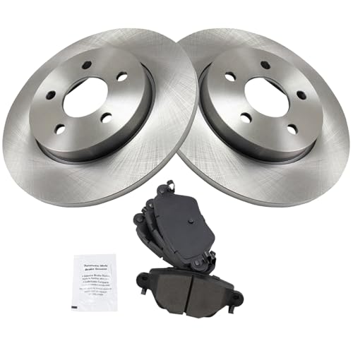 Image of TRQ Rear Brake Pad and Rotor Set Ceramic Solid Rotors Compatible with 2002-2004 Jaguar X-Type
