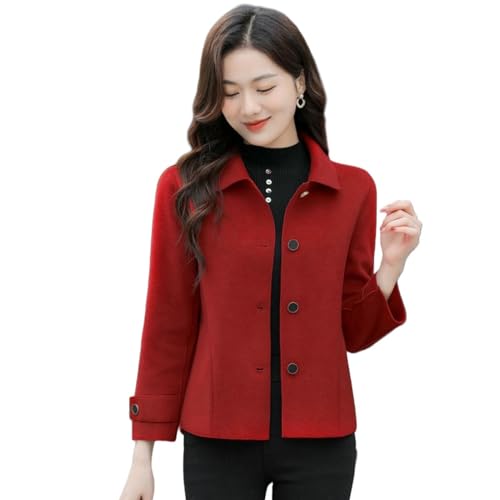 Veste trench courte en tweed pour femme manteau bordeaux automne hiver taille M