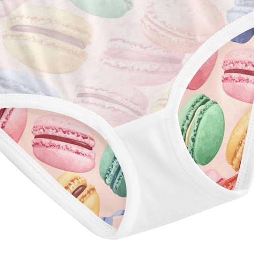 ZZKKO Macarons and Pink Background Girls Underwear Toddler Panties for Girls Comfort Brief Size 8Y4