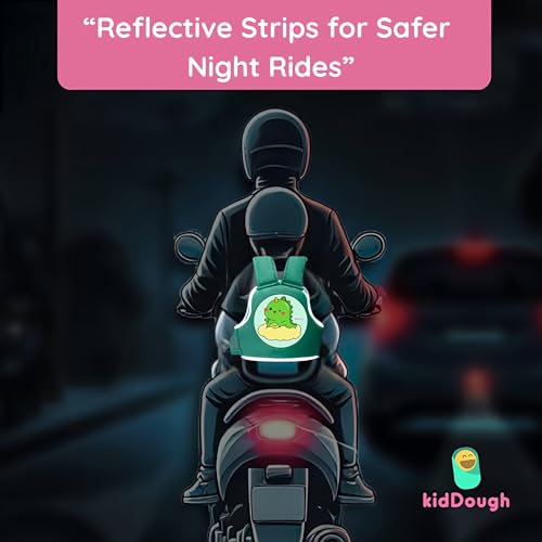 Image of KidDough Baby Safety Belt for Kids | Two Wheeler Bike /Scooty Belt for Kids Safety, Child Harness Safety Belt with Adjustable Baby Carrier for Toddlers & Baby (Cartoon Green)