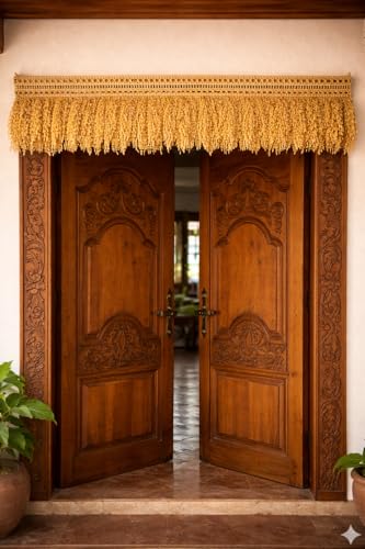 Image of Dhanya Handcrafted Paddy Toran for Main Door | Golden Rice Thoranam Hanging Decoration | Traditional Entrance Decor for Diwali Pongal Ugadi Festival | Eco-Friendly Natural Grain Toran