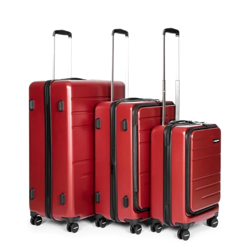 Bagages LANCASTER XXL Set de 3 Valises Rigides Haut de Gamme Rouge