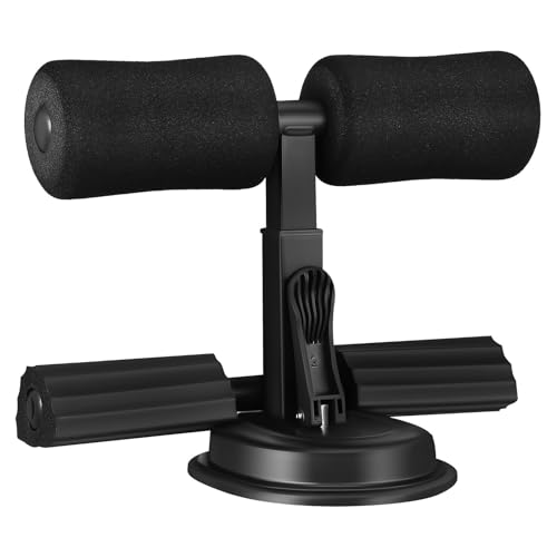 Abaodam Barra de Abdominales Ajustable con Ventosas Soporte para Pies para Abdominales Equipo de Fitness Multifuncional Compacto en Color Negro Adecuado para Entrenamiento Abdominal en