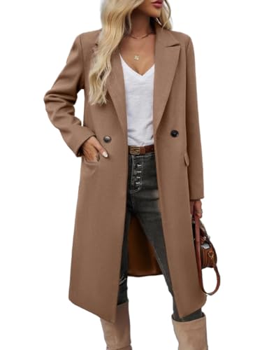IDEALSANXUN Womens Long Wool Coats Fall Winter Trench Coat Peacoat Dress Jackets