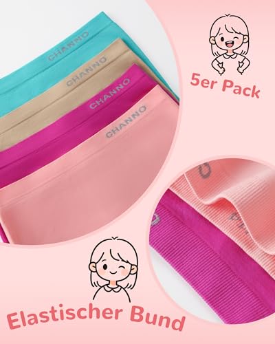 Channo Mädchen Unterhosen aus Nahtlosem Nylon im Boxer-Schnitt: Elastisch und Atmungsaktiv geeignet für Schule Alltag Aktivitäten und Sport 5er-Pack Mehrfarbig für Mädchen und Teenager von 4–16 Jahre – Bild 4