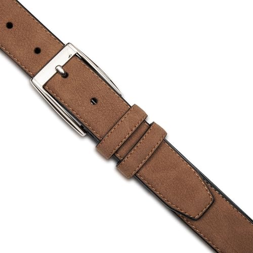 Image of Nautica Men's Casual Leather Belt | Everyday | Classic | Pants | Jeans | Khakis | Chinos | Metal Buckle