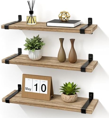 Gronda Rustic Floating Shelves for Wall, 40cm Wooden Wall Mount B...