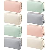 8 Pcs Makeup Bag Pu Leather Cosmetic Pouch Waterproof Small Toiletry Bag Portable Cosmetic Organizer Water Resistant Storage Purse for Lady Women Daily Storage Travel Organizer (Soft Colors, Medium) -  Dunzy