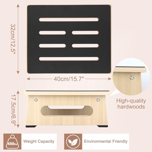 Image of One Step Stool for Adults Seniors with Non-Slip Rubber Stepping Feet, Heavy Duty Platform Step Stools, 6.9 in Portable Bed Steps for High Beds for Bathroom, Bedroom, Kitchen & Kids Bedside Support