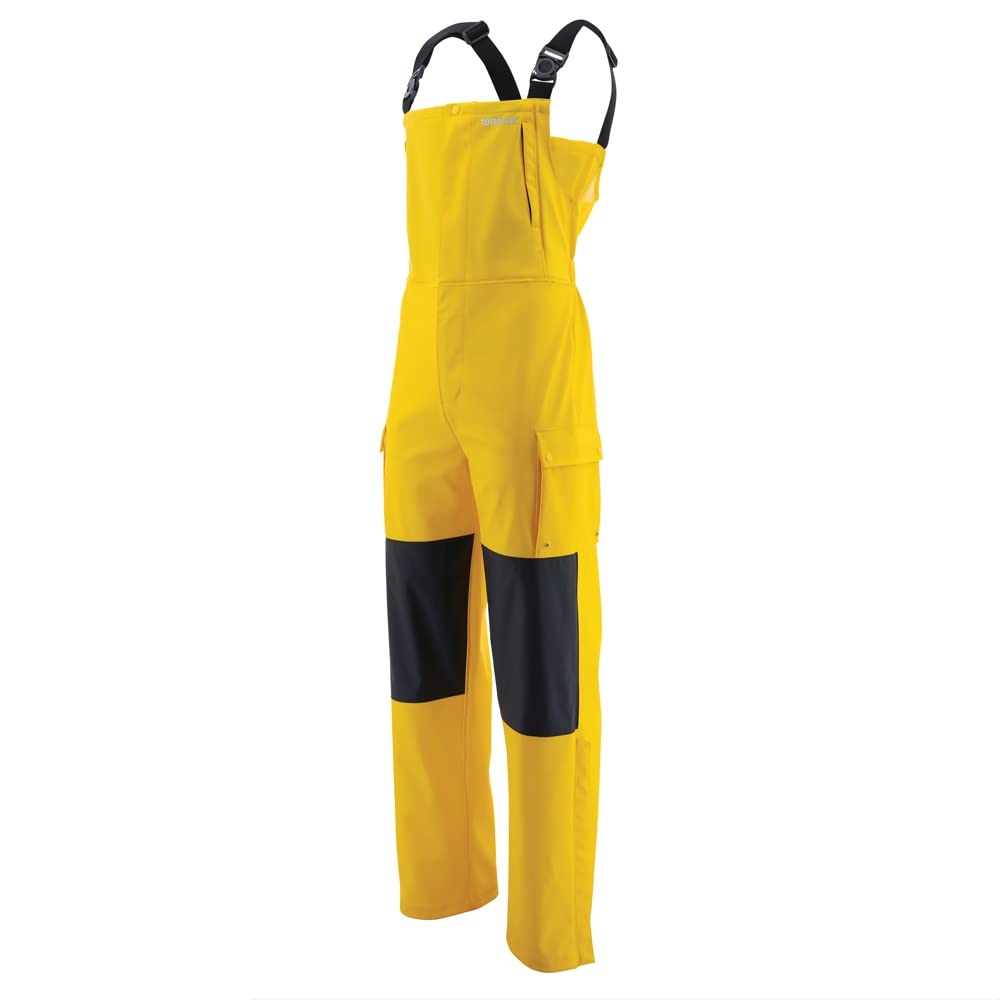 Caterpillar Longshore Waterproof Rain Bib Overalls for Men Featuring Welded Seams, Full-Front Zip Closure, and Zip Pockets, Yellow - Medium/34L