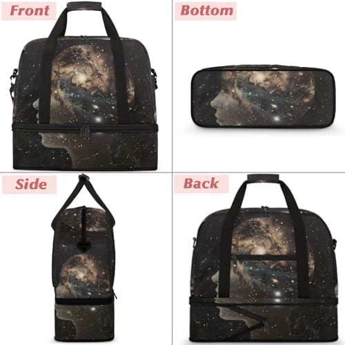 Large Weekender Overnight Bags Galaxy Abstract Imagination Travel Duffel Bag for Women Men Gym Bag With Shoe Compartment Foldie Travel Tote Bag Carry On Personal Item Bag for Travel Gym Sports3