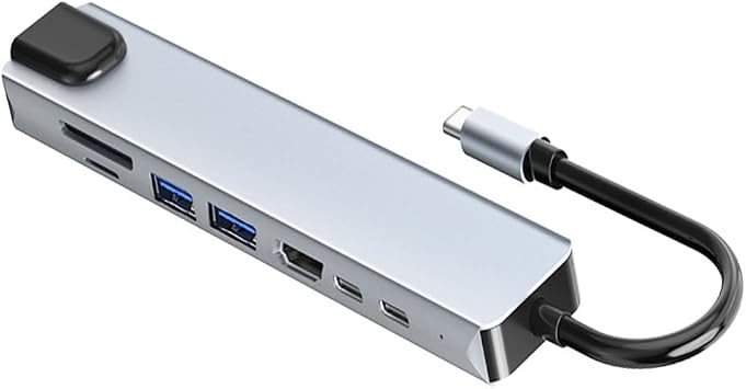 USB C Hub 8 in 1 USB Hub Multi-Port Adapter Dongle 4K HDMI, 1Type-C, 2 USB A 3.0 5Gbps Data, PD 100W, RJ45 Ethernet, SD/TF Port, Aluminum USB C to USB 3.0 Hub for MacBook Air/Pro, Windows