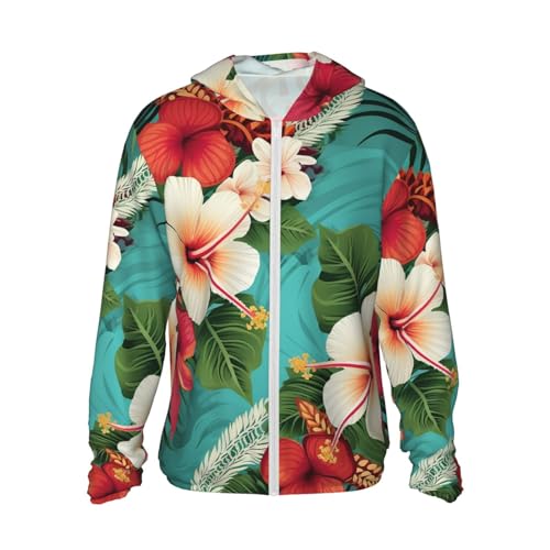 Veste anti-UV fleurs hawaïennes pour vos randonnées et plages