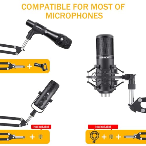 Maono AU-B01 Microphone Suspension Boom Scissor Arm Stand (Black) (Image - 4)