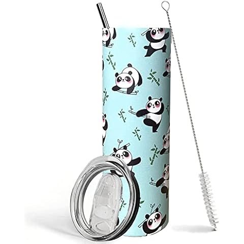 Panda Mug Cute Panda Tumbler with Lid and Straw Panda Coffee Mug Cup Panda Stuff Decor Kung Fu Panda Cup,Panda Gifts for Women Cover
