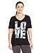 Just My Size Women's Plus-Size Printed Short Sleeve V-Neck, Big Love, 2X