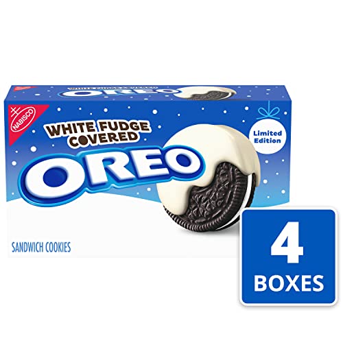 OREO White Fudge Covered Chocolate Sandwich Cookies, Limited Edition, Holiday Cookies, 4 - 8.5 oz Boxes - Thumbnail 4