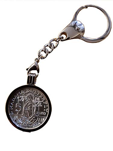 Moneda de 5 euros de plata encastrada en llavero para regalar a hombres