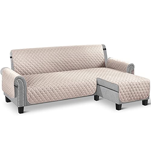 Taococo Couch Slipcover L Shape Sofa Cover Sectional Couch Chaise Lounge Cover Reversible Sofa Cover Furniture Protector Cover For Home Décor (Beige, Large) #TOP22