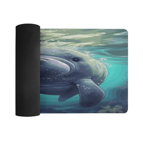 Cute Sea Animal Manatee Pad mouse grande antideslizante miniatura 3