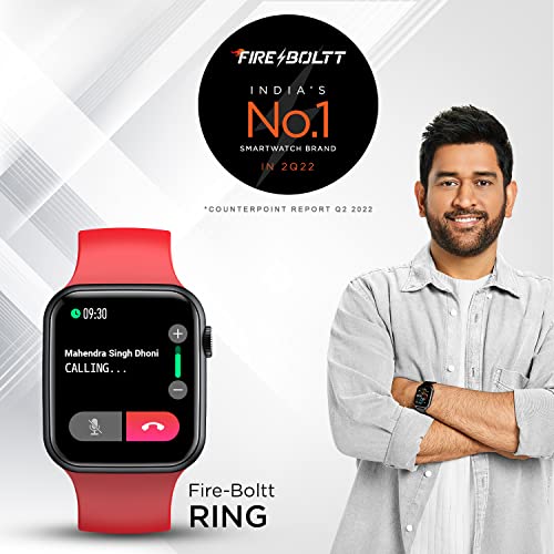 Image of Fire-Boltt Ring Bluetooth Calling Smartwatch with SpO2 & 1.7 inch Metal Body with Blood Oxygen Monitoring, Continuous Heart Rate, Full Touch & Multiple Watch Faces (Red)