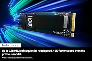 Samsung 990 EVO Plus, 2TB, PCIe 4.0 x4 / 5.0 x2, NVMe2.0 (up to 7250 MB/s), NVMe M.2 (2280), Internal Solid State Drive (SSD), MZ-V9S2T0BW