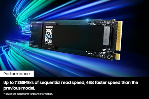Samsung 990 EVO Plus SSD 1TB, PCIe Gen 4x4, Gen 5x2 M.2 2280, Speeds Up-to 7,150 MB/s, Upgrade Storage for PC/Laptops, HMB Technology and Intelligent Turbowrite 2.0, MZ-V9S1T0BW view 2