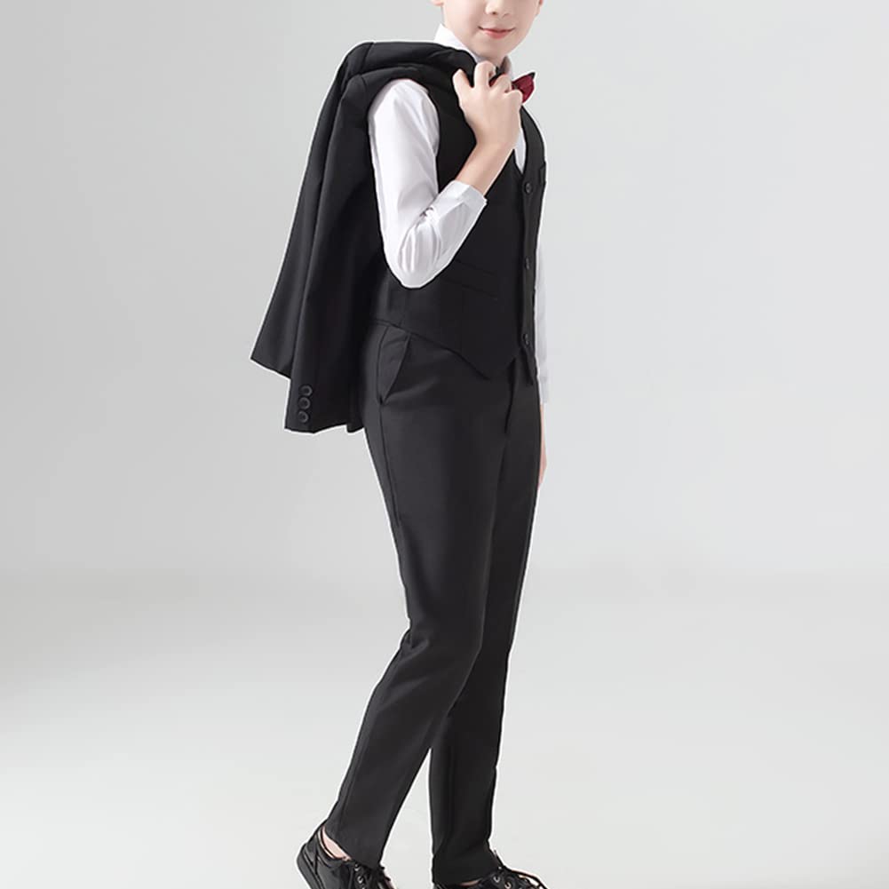 Conjunto de Caballero para Bebés Niños Traje de Bautizo para Primavera Otoño,Trajes de Boda Niño,Conjunto de Traje de 5 Piezas para Niños, Blazer + Chaleco + Camisa + Pantalón + Pajarita