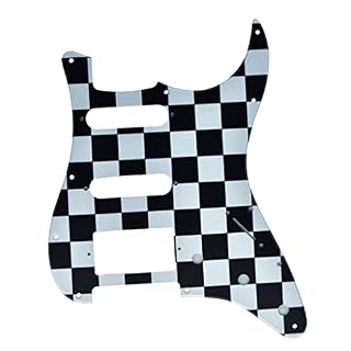 Dopro Strat HSS Guitar 3D Printed Single Plastic Pickguard for USA/Mexican Fender Strat Noir/Blanc Grid - Les Beatles, Paul McCartney, John Lennon, RIngo Starr, George Harrison