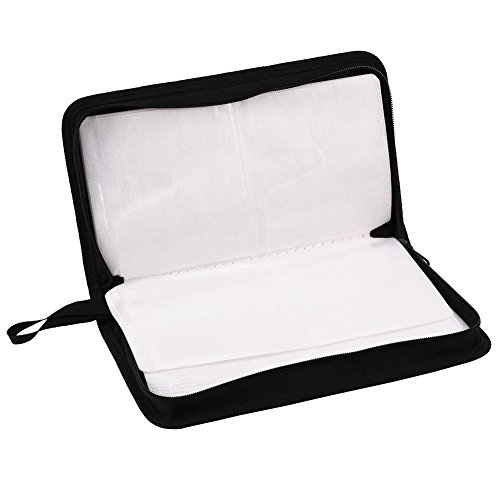 Socobeta CD Storage Case 80 Disc Large Capacity Storage Bag Portable PU Leather CD DVD VCD Protective Bag Organizer Holder(Black)